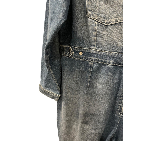 Good American NWT Plus Size 6 Blue Denim Jean Zip Jumpsuit Long Sleeve Casual - Picture 6 of 9